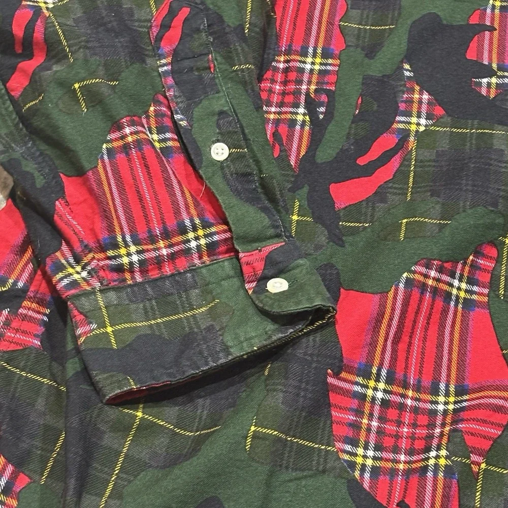 Polo Ralph Lauren Stuart Camo Plaid Oxford Shirt Mens XXL Classic Fit Green Red